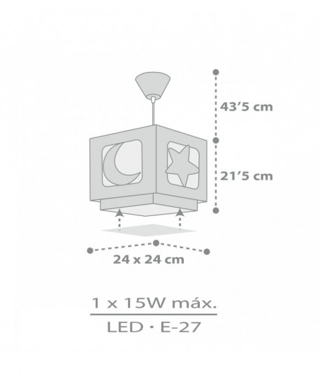 Lámpara de techo infantil Moonlight Luna y Estrellas gris