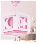 Lustre et lampe suspension enfant Moonlight lune et étoiles rose