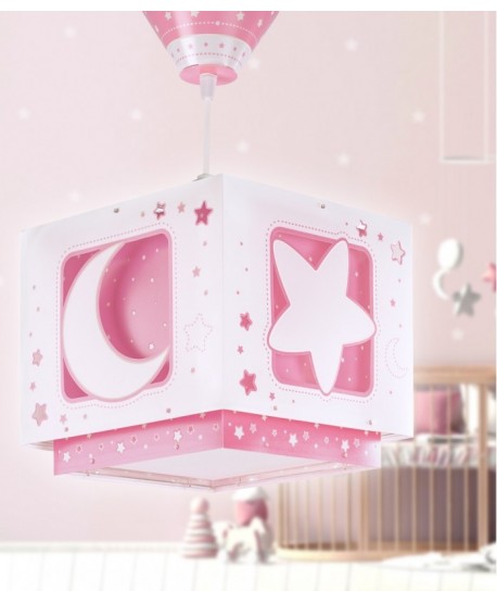 Lámpara de techo infantil Moonlight Luna y Estrellas rosa