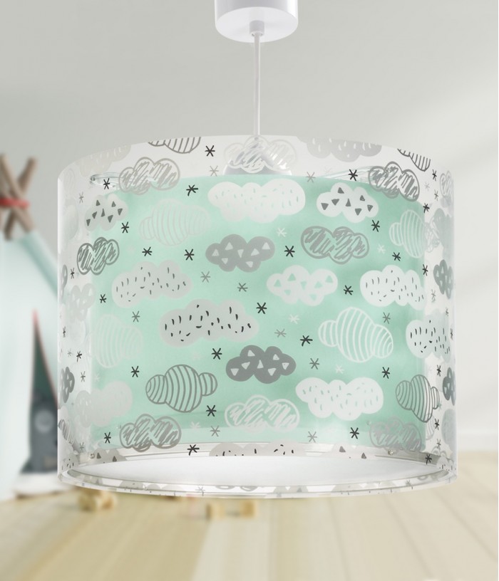 Lustre et lampe suspension enfant Clouds Nuages vert