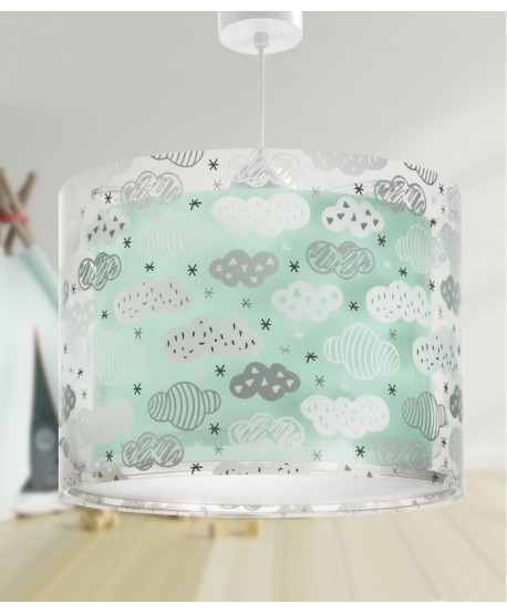 Lustre et lampe suspension enfant Clouds Nuages vert