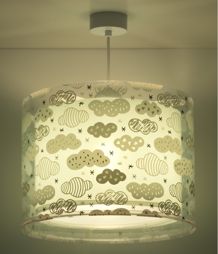 Lustre et lampe suspension enfant Clouds Nuages vert