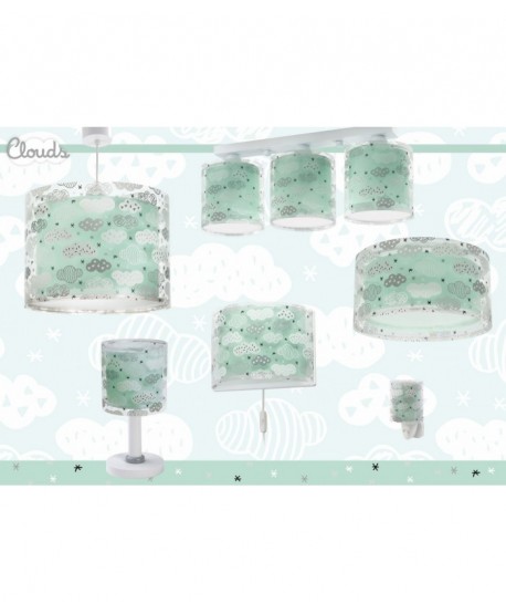 Lustre et lampe suspension enfant Clouds Nuages vert