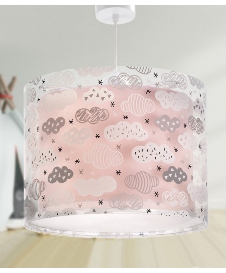 Lustre et lampe suspension enfant Clouds Nuages rose