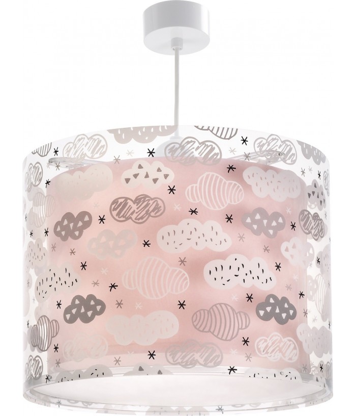 Lustre et lampe suspension enfant Clouds Nuages rose