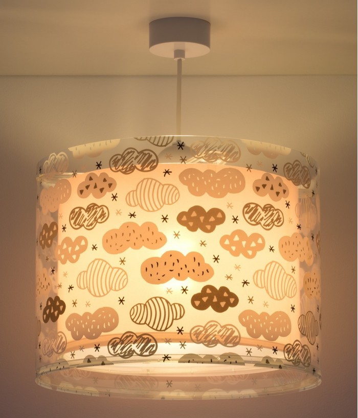 Lustre et lampe suspension enfant Clouds Nuages rose