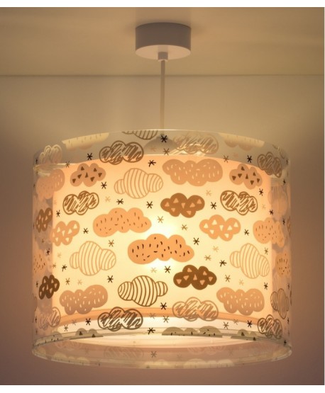 Lustre et lampe suspension enfant Clouds Nuages rose