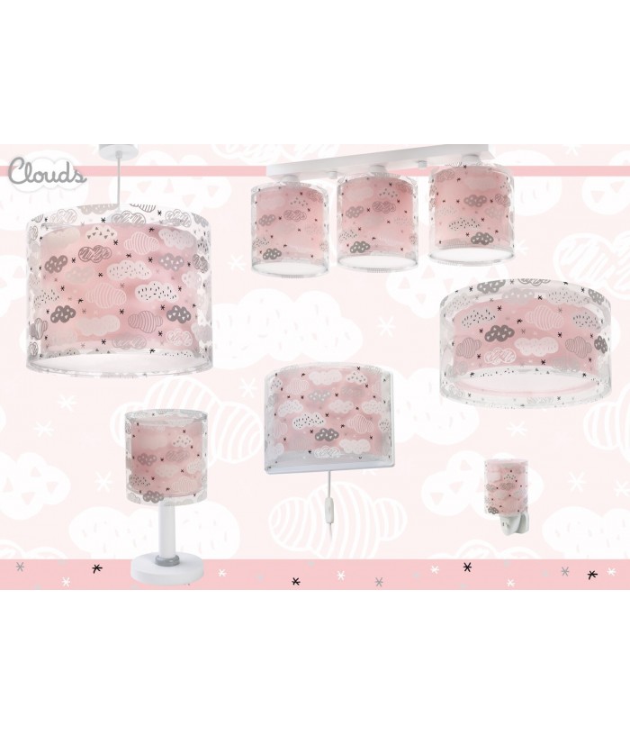 Lustre et lampe suspension enfant Clouds Nuages rose