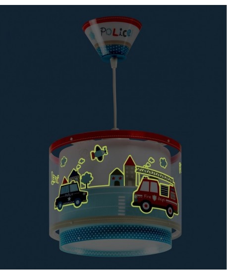 Lámpara de techo infantil Policia y Bomberos