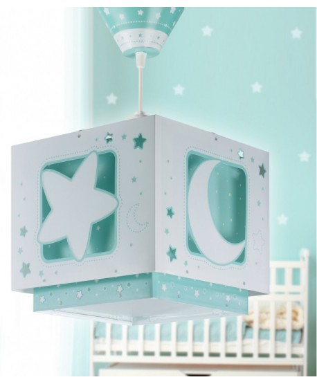 Lampada a sospensione per bambini Moonlight luna e stelle verde