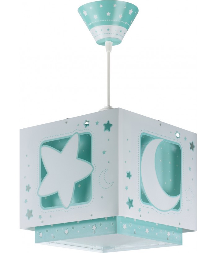 Lampada a sospensione per bambini Moonlight luna e stelle verde