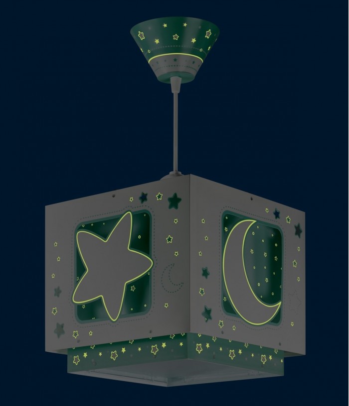 Lampada da soffitto a sospensione per bambini Moonlight luna e stelle verde