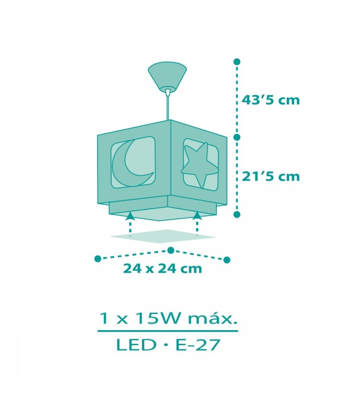 Lampada a sospensione per bambini Moonlight luna e stelle verde