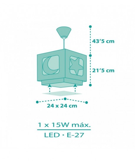 Lampada a sospensione per bambini Moonlight luna e stelle verde