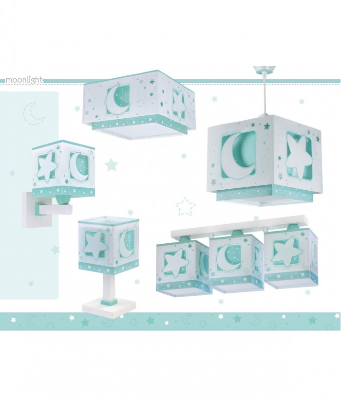Lampada da soffitto a sospensione per bambini Moonlight luna e stelle verde
