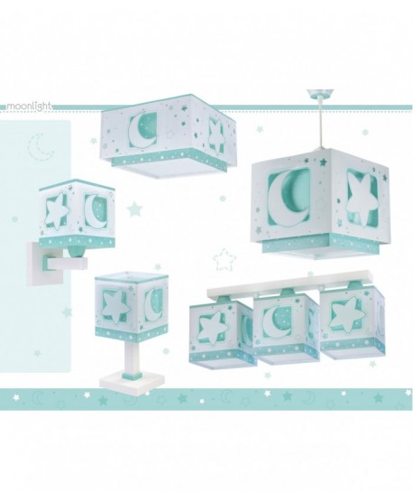 Lampada da soffitto a sospensione per bambini Moonlight luna e stelle verde