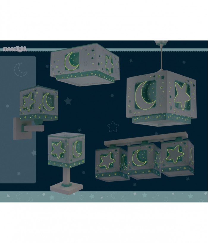 Lampada da soffitto a sospensione per bambini Moonlight luna e stelle verde