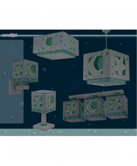 Lámpara de techo infantil Moonlight Luna y Estrellas verde