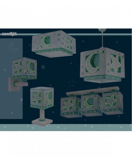 Lampada da soffitto a sospensione per bambini Moonlight luna e stelle verde