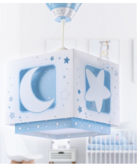 Lámpara de techo infantil Moonlight Luna y Estrellas azul