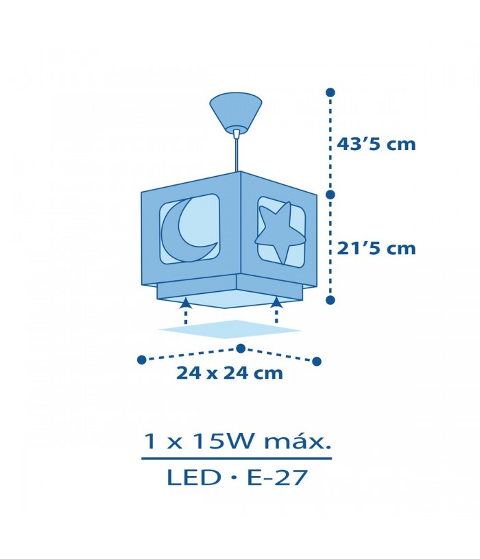 Lámpara de techo infantil Moonlight Luna y Estrellas azul