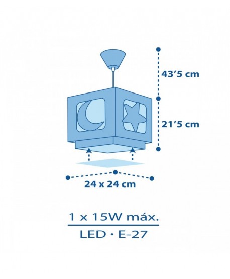 Lámpara de techo infantil Moonlight Luna y Estrellas azul