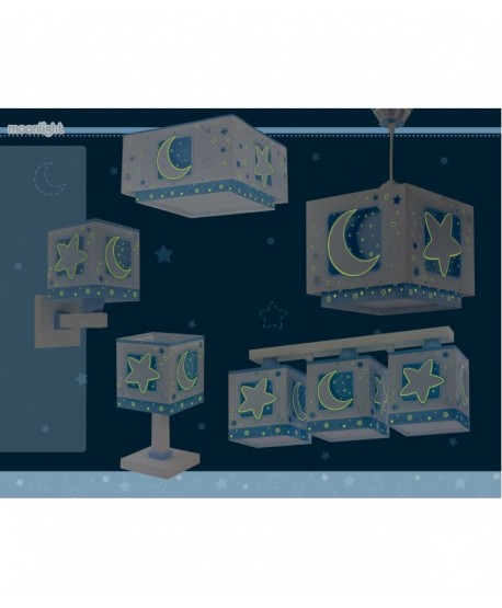 Lámpara de techo infantil Moonlight Luna y Estrellas azul