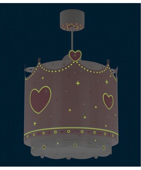 Lámpara de techo infantil Little Queen corona y corazones