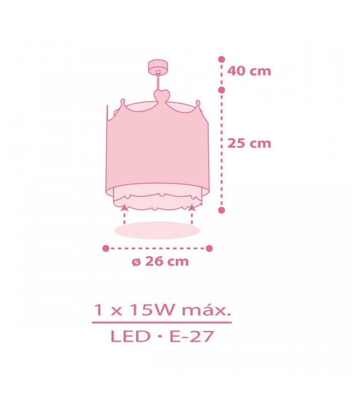 Lámpara de techo infantil Little Queen corona y corazones