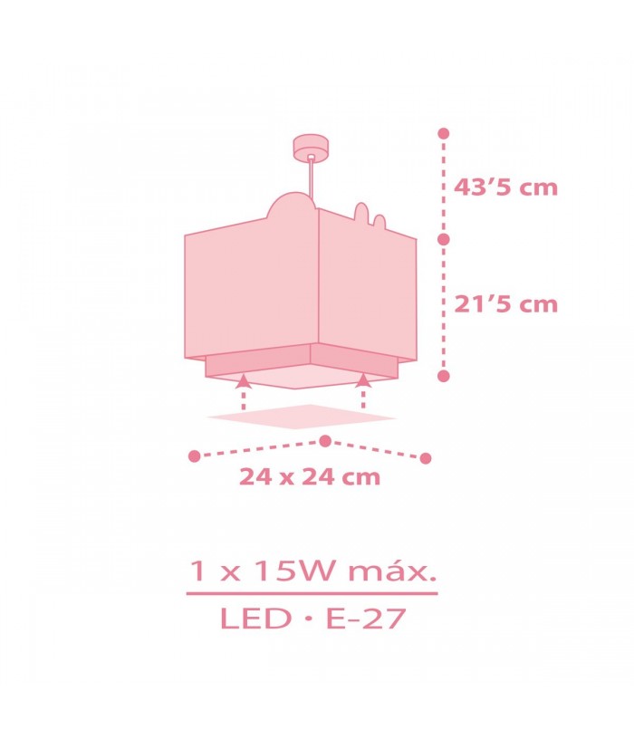 Lámpara de techo infantil Baby Jungle animales bosque rosa