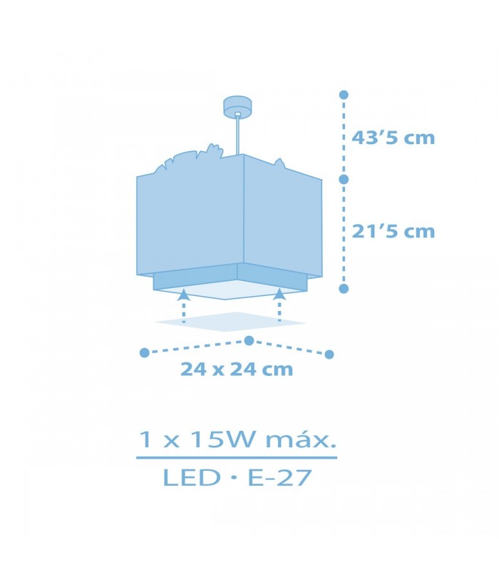 Lámpara de techo infantil Baby Jungle animales bosque azul