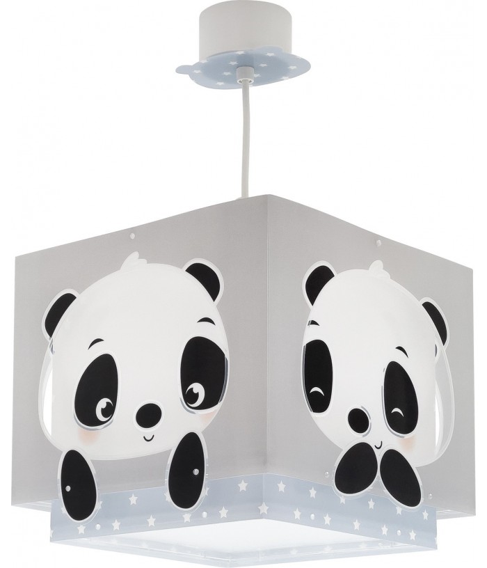 Lustre et lampe suspension enfant Panda bleu