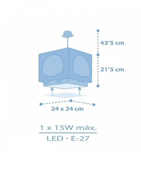 Lámpara de techo infantil Panda azul