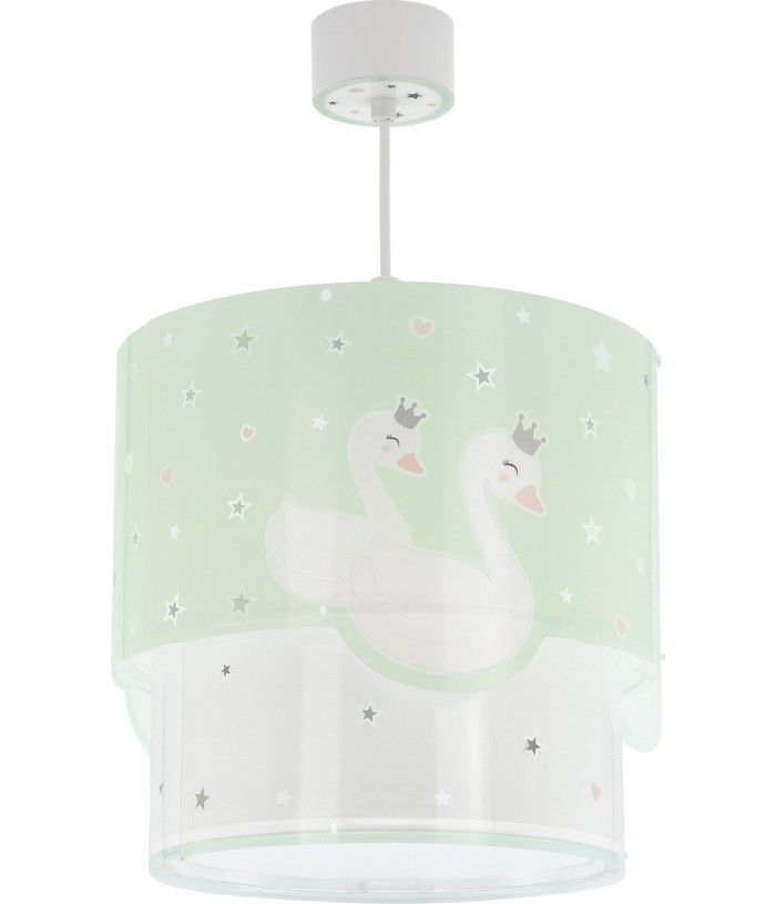 Candeeiro teto infantil Sweet Love Cisne verde