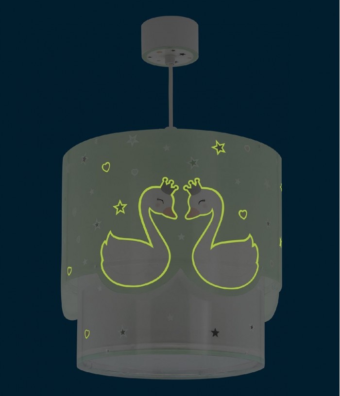 Lustre et lampe suspension enfant Sweet Love Cygne vert