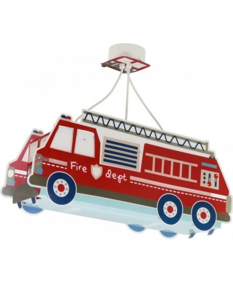 Candeeiro teto criança 3 luzes Fire Truck Caminhão de bombeiros
