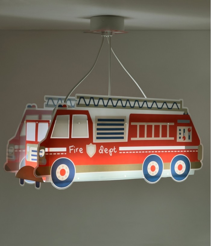 Lustre et lampe suspension enfant Fire Truck camion de pompier