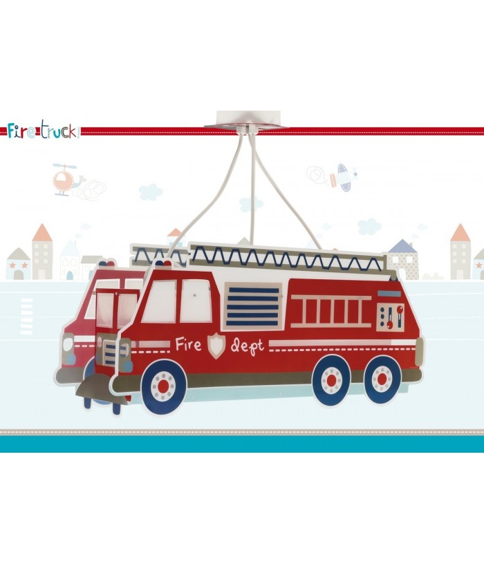 Lustre et lampe suspension enfant Fire Truck camion de pompier