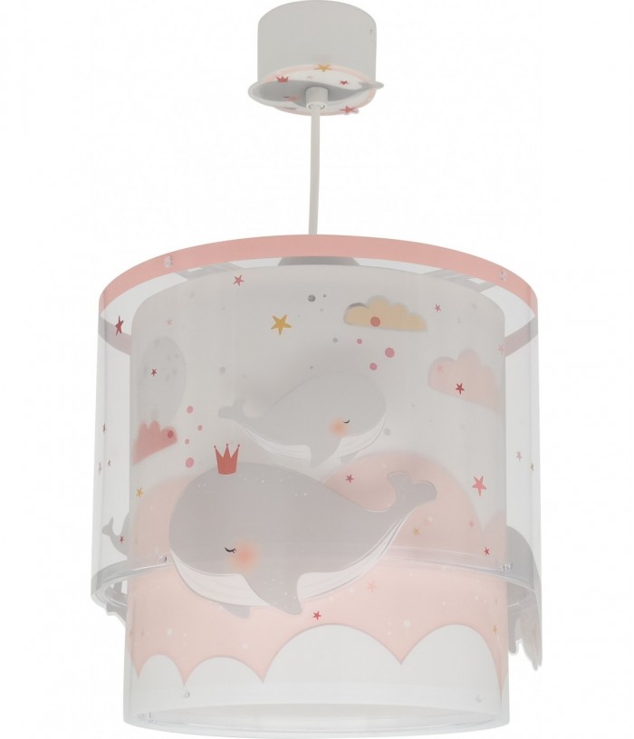 Lampada a sospensione per bambini Whale Dreams Balena rosa