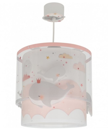 Lampada a sospensione per bambini Whale Dreams Balena rosa