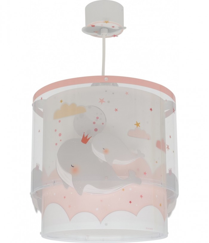 Lampada a sospensione per bambini Whale Dreams Balena rosa