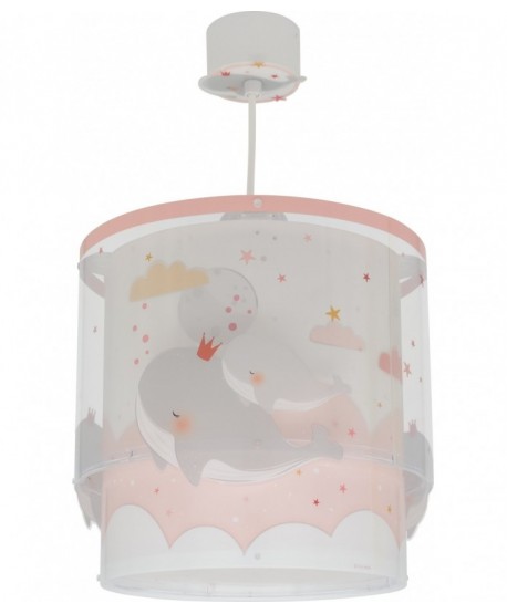 Lampada a sospensione per bambini Whale Dreams Balena rosa