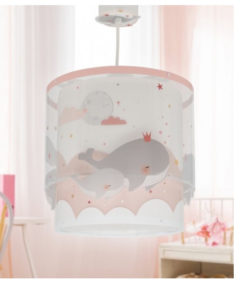 Lampada a sospensione per bambini Whale Dreams Balena rosa