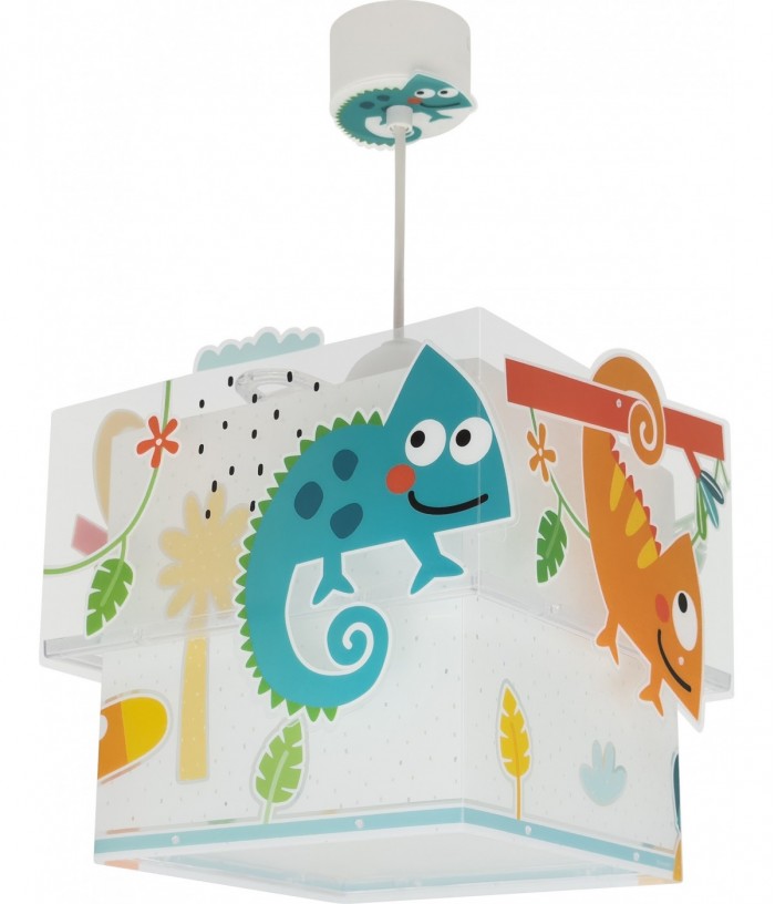 Lustre et lampe suspension enfant Happy Jungle caméléon animaux