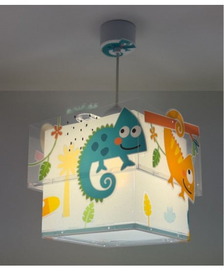 Lustre et lampe suspension enfant Happy Jungle caméléon animaux