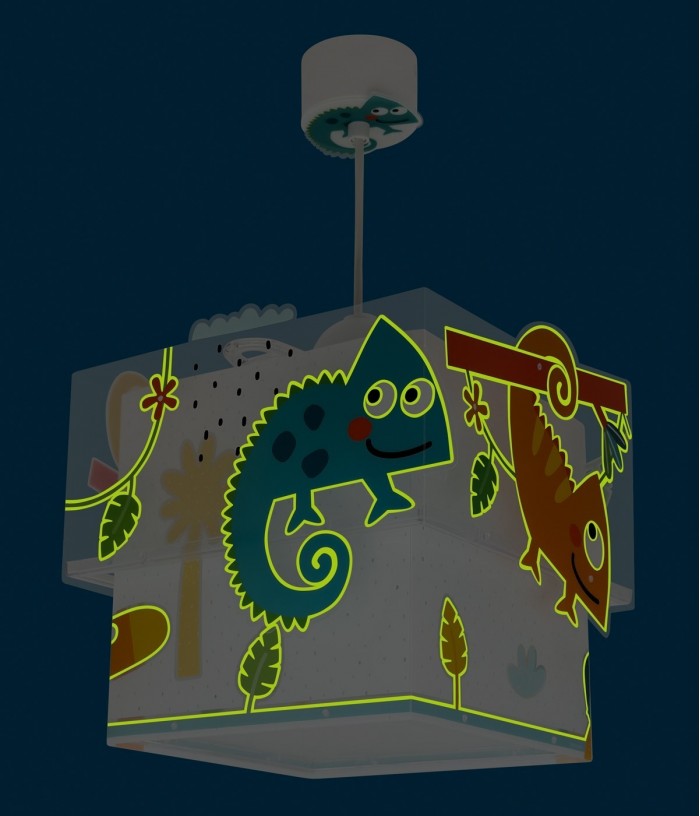 Lustre et lampe suspension enfant Happy Jungle caméléon animaux