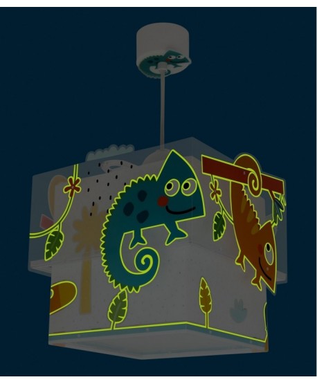 Lustre et lampe suspension enfant Happy Jungle caméléon animaux