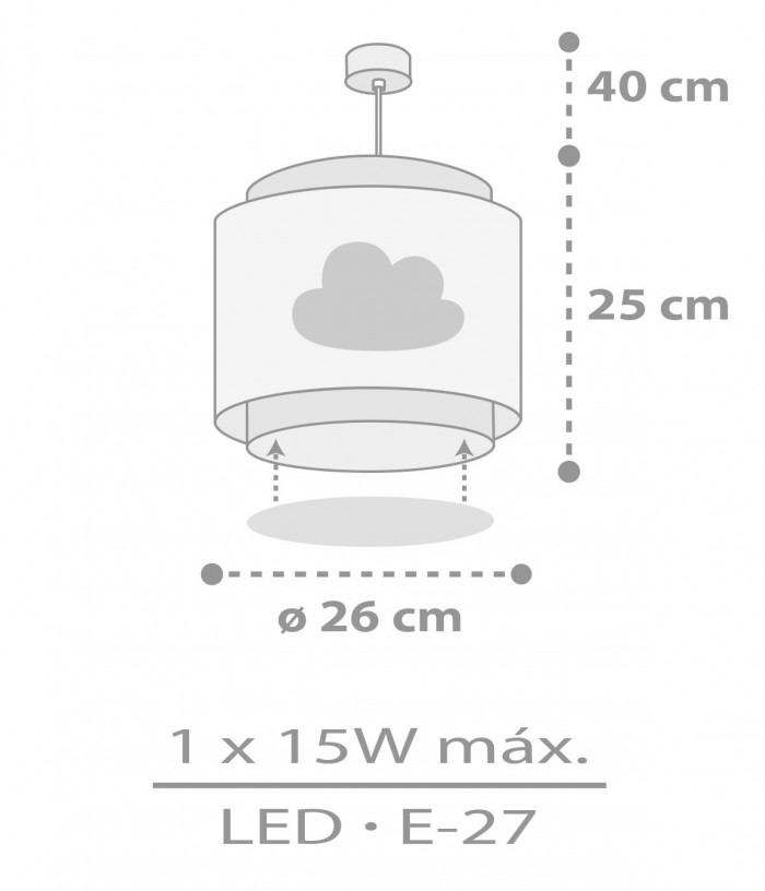 Lámpara de techo infantil Baby Dreams Nube gris