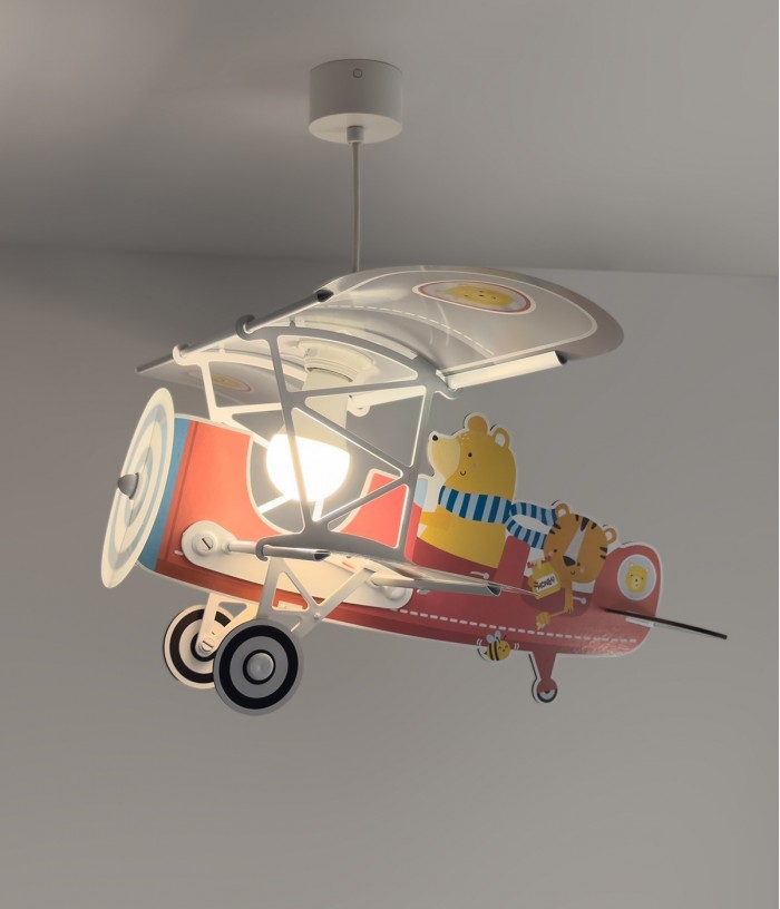 Lustre et lampe suspension enfant avion ours Petit Teddy