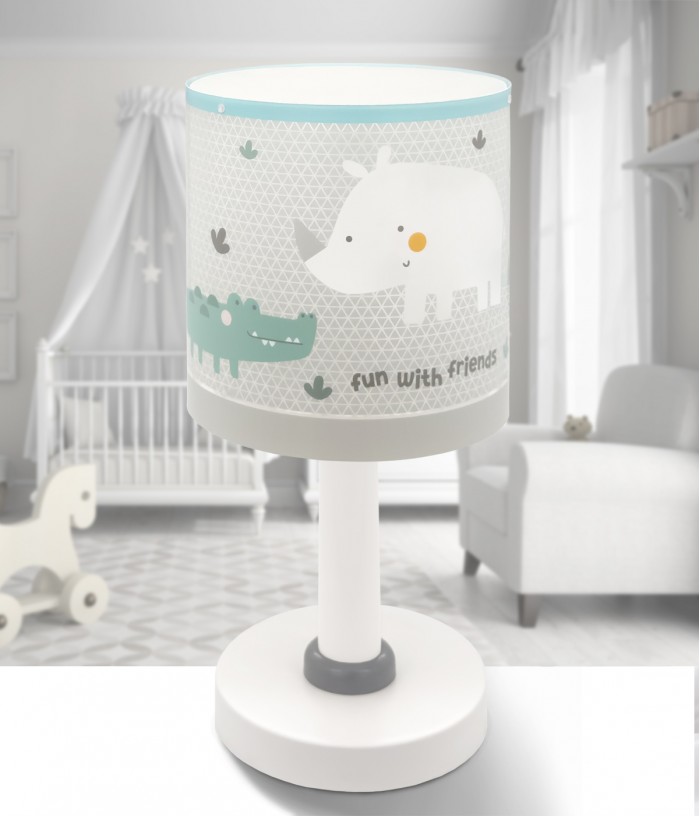 Lampe De Chevet Pour Enfant Rhino & Croco Rhinocéros et Crocodile